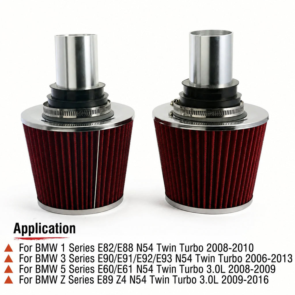 Dual Cone Air Intake Adapter and Filters for BMW 135i, 335i, 535i, Z4 N54 3.0L Twin Turbo