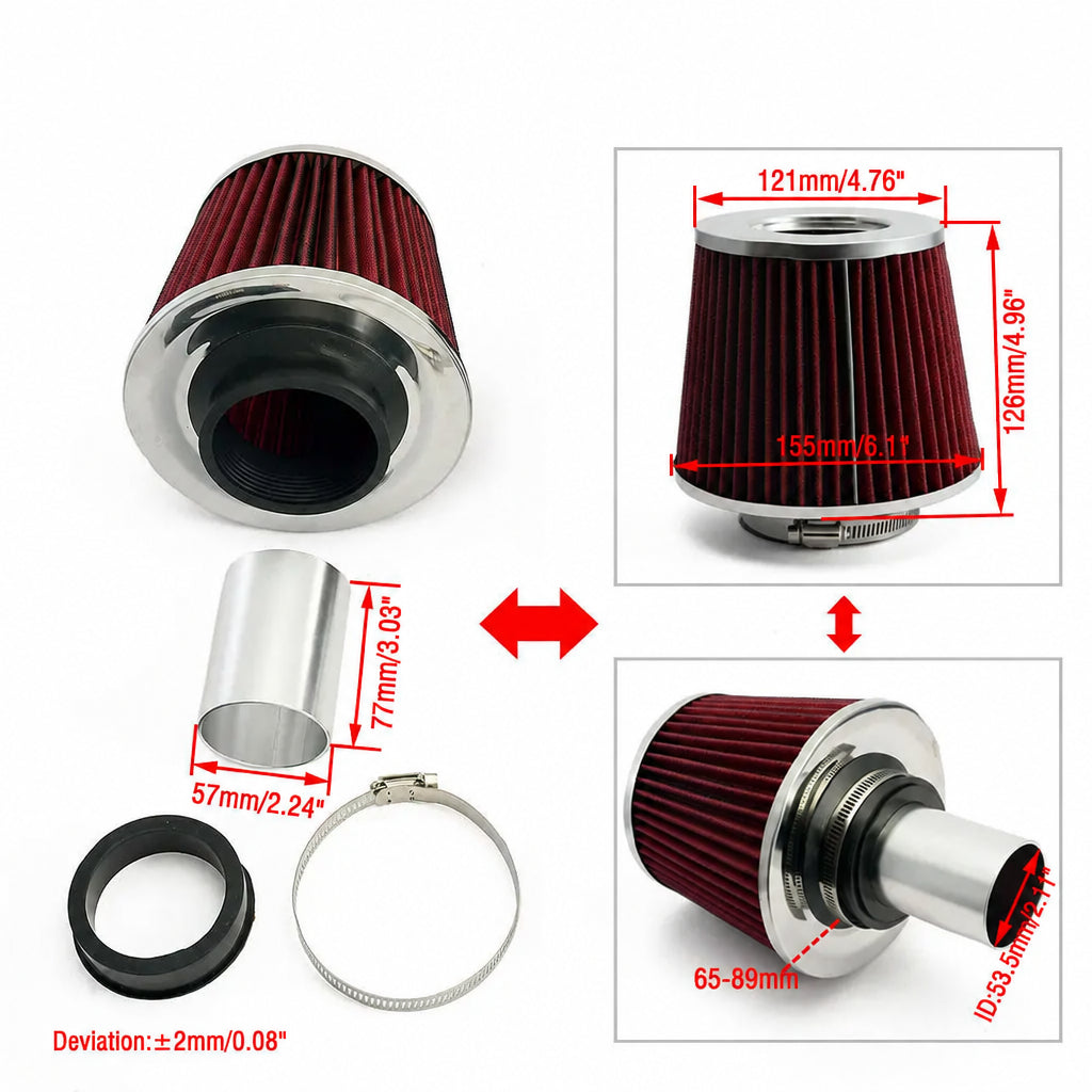 Dual Cone Air Intake Adapter and Filters for BMW 135i, 335i, 535i, Z4 N54 3.0L Twin Turbo
